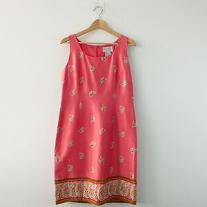 Cocktail Sheath Knee Dress Medium SILK CLUB COLLECTION Red Floral‎ Career Wear